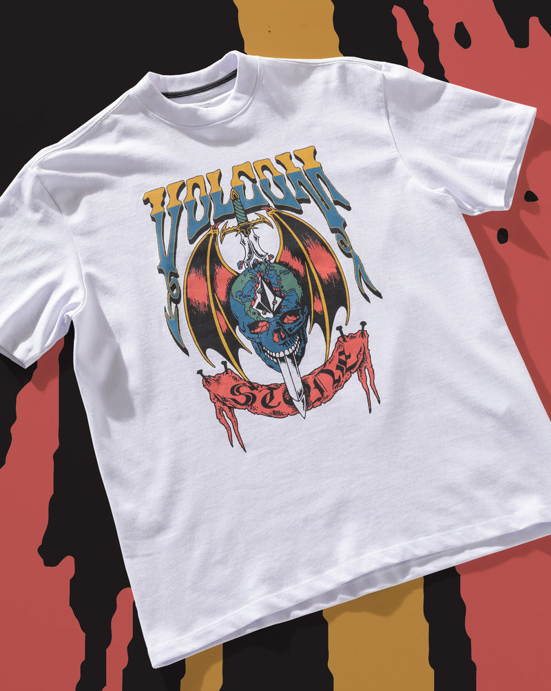 Camiseta Comfort Fit Volcom World Weapon Branca