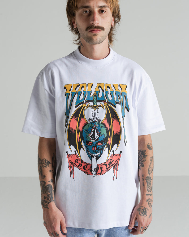 Camiseta Comfort Fit Volcom World Weapon Branca