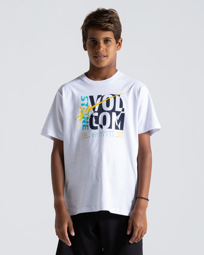 Camiseta Volcom Outta No Where Juvenil Branca