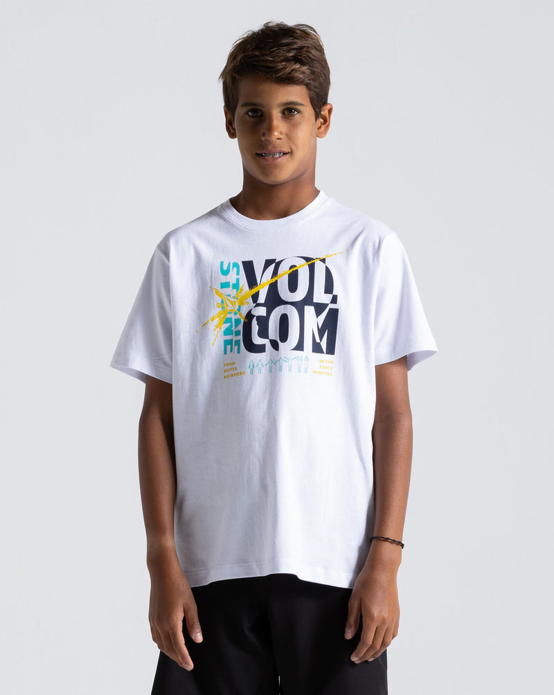 Camiseta Volcom Outta No Where Juvenil Branca