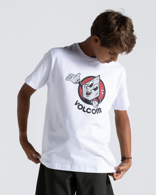 Camiseta Volcom Mr Stone Juvenil Branca