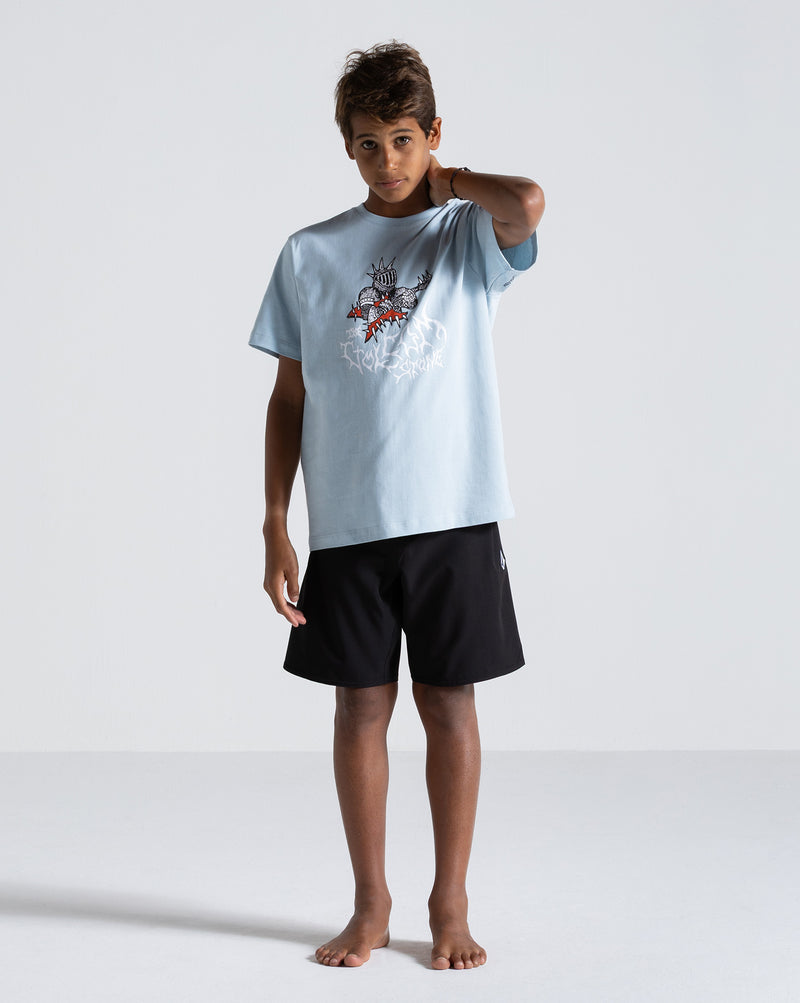 Camiseta Volcom Spikesnight Juvenil Azul Clara