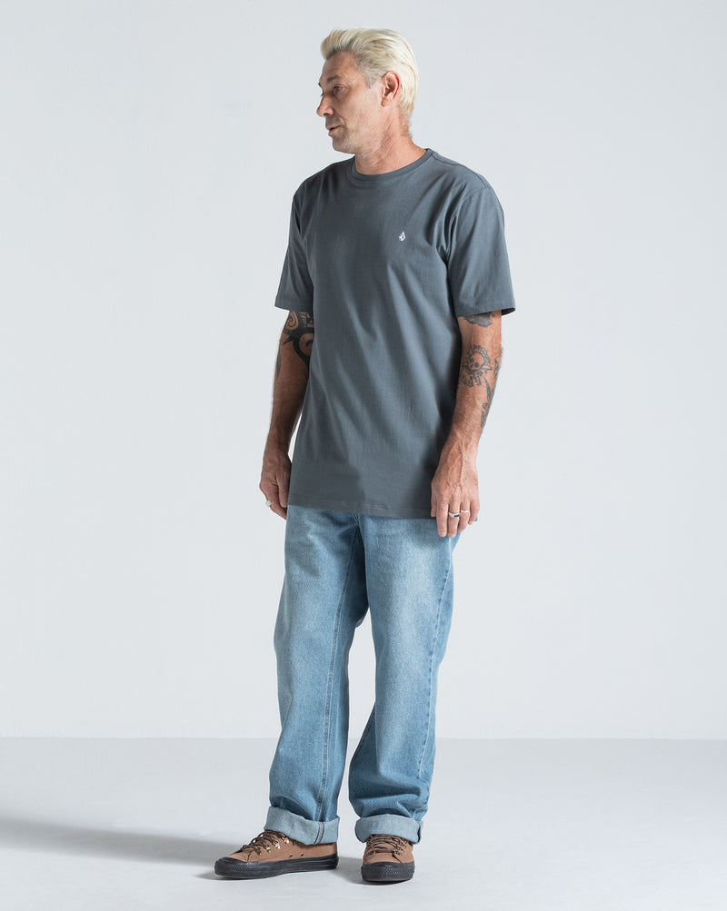 Camiseta Regular Volcom Stone Blanks Cinza Chumbo