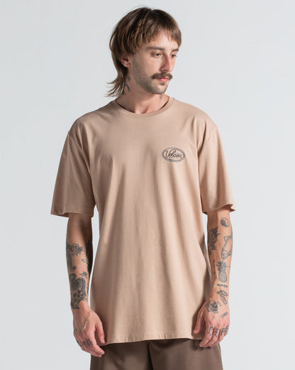 Camiseta Regular Volcom Clean Sweep Bege