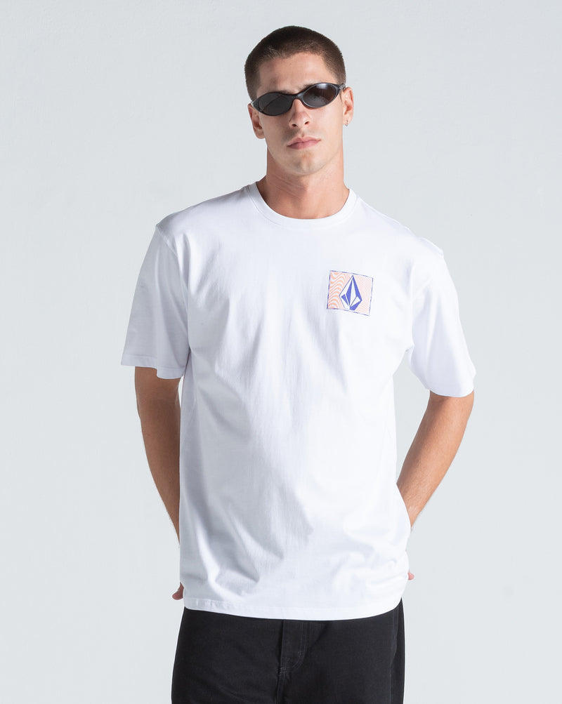 Camiseta Regular Volcom Wavy Train Branca