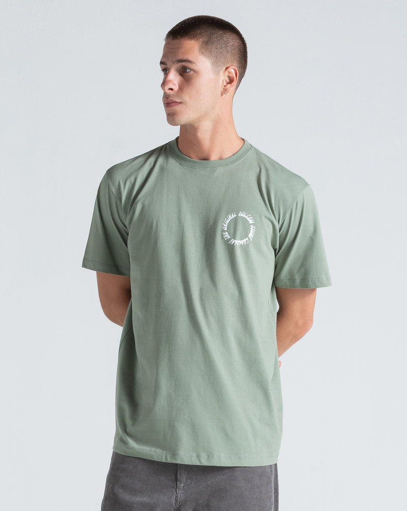 Camiseta Regular Volcom Round Out Verde Claro