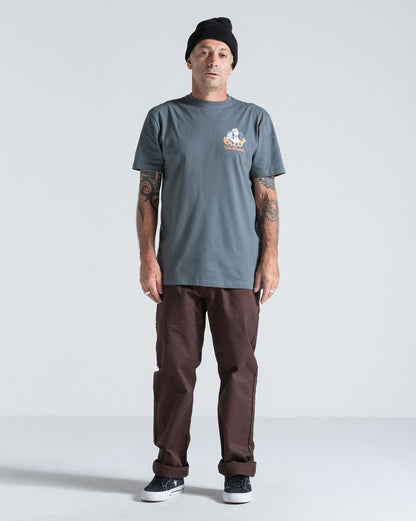 Camiseta Regular Volcom Grindit Cinza Chumbo