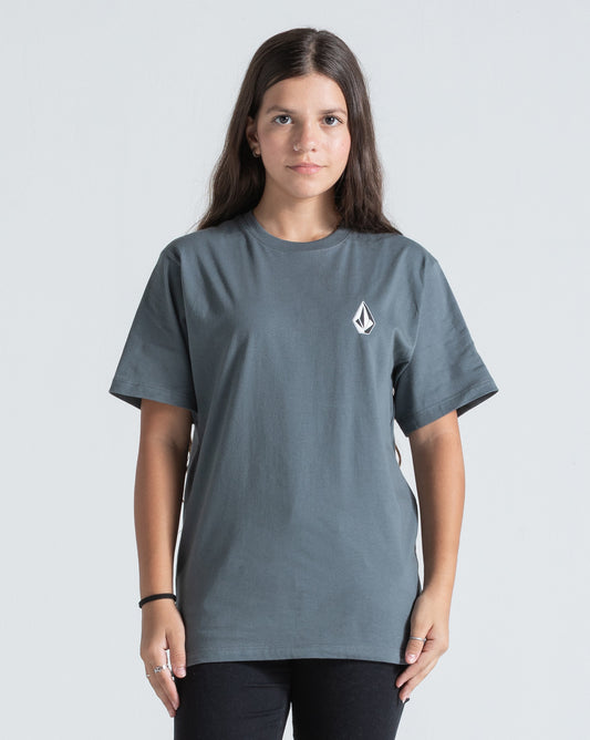 Camiseta Regular Volcom Iconic Juvenil Cinza