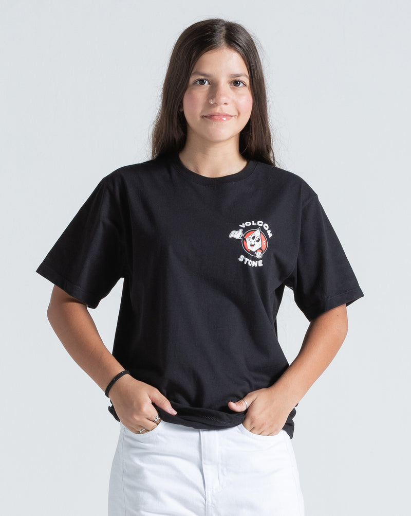 Camiseta Regular Volcom Mistestone Juvenil Preta