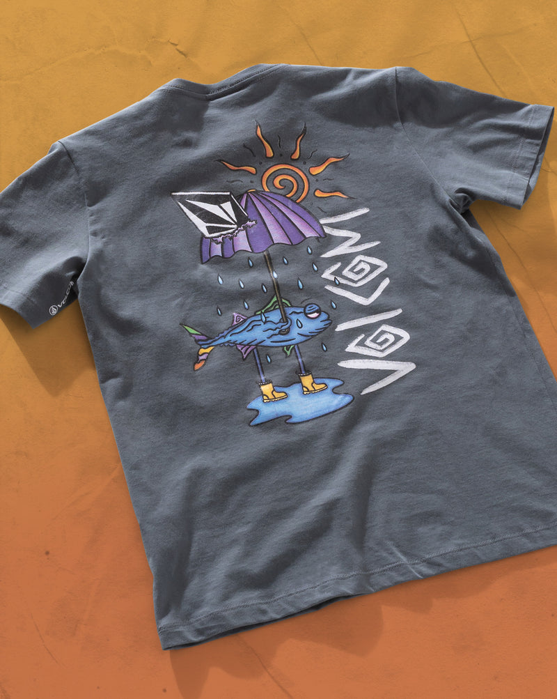 Camiseta Regular Volcom Sunfish Cinza Chumbo