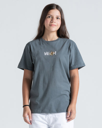 Camiseta Regular Volcom Sunfish Cinza Chumbo