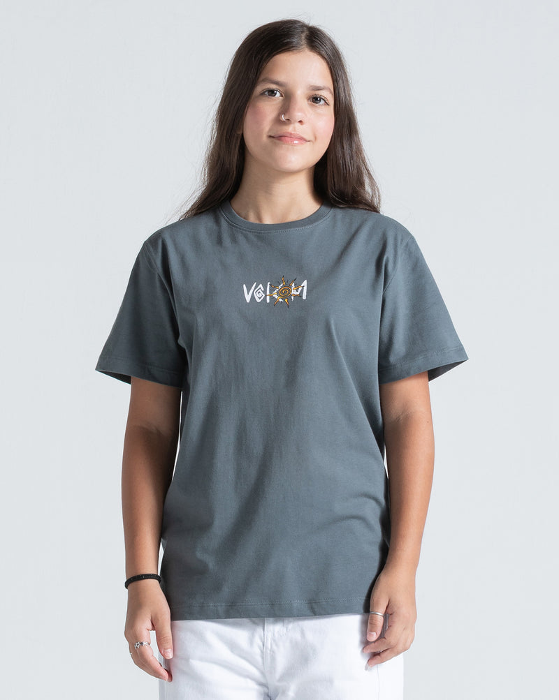 Camiseta Regular Volcom Sunfish Cinza Chumbo