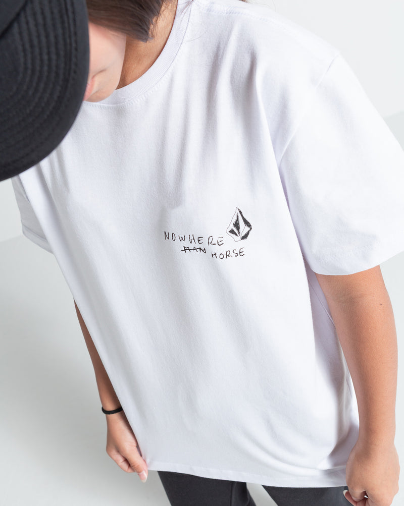 Camiseta Regular Volcom Nowhere Juvenil Branca