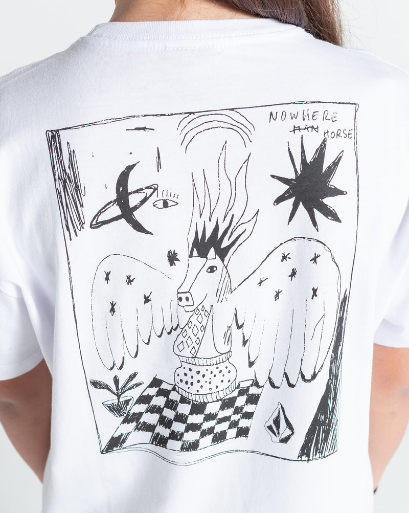Camiseta Regular Volcom Nowhere Juvenil Branca