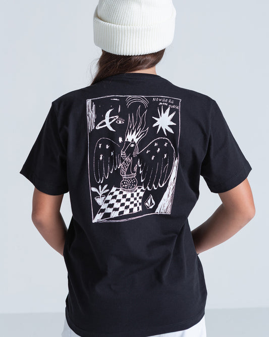 Camiseta Regular Volcom Nowhere Juvenil Preta