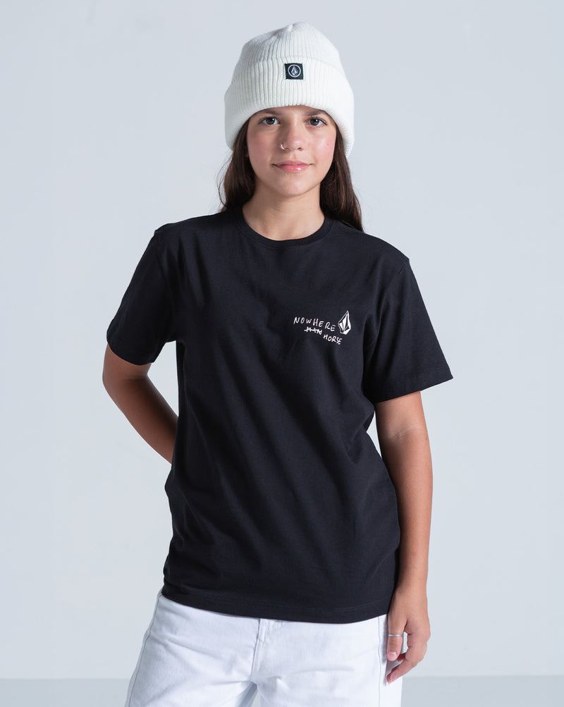Camiseta Regular Volcom Nowhere Juvenil Preta