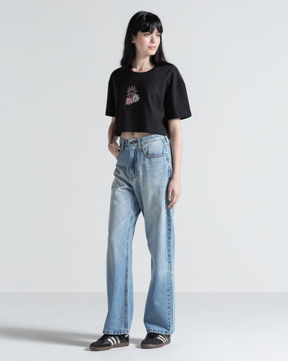 Camiseta Regular Volcom Dial Crop Preta