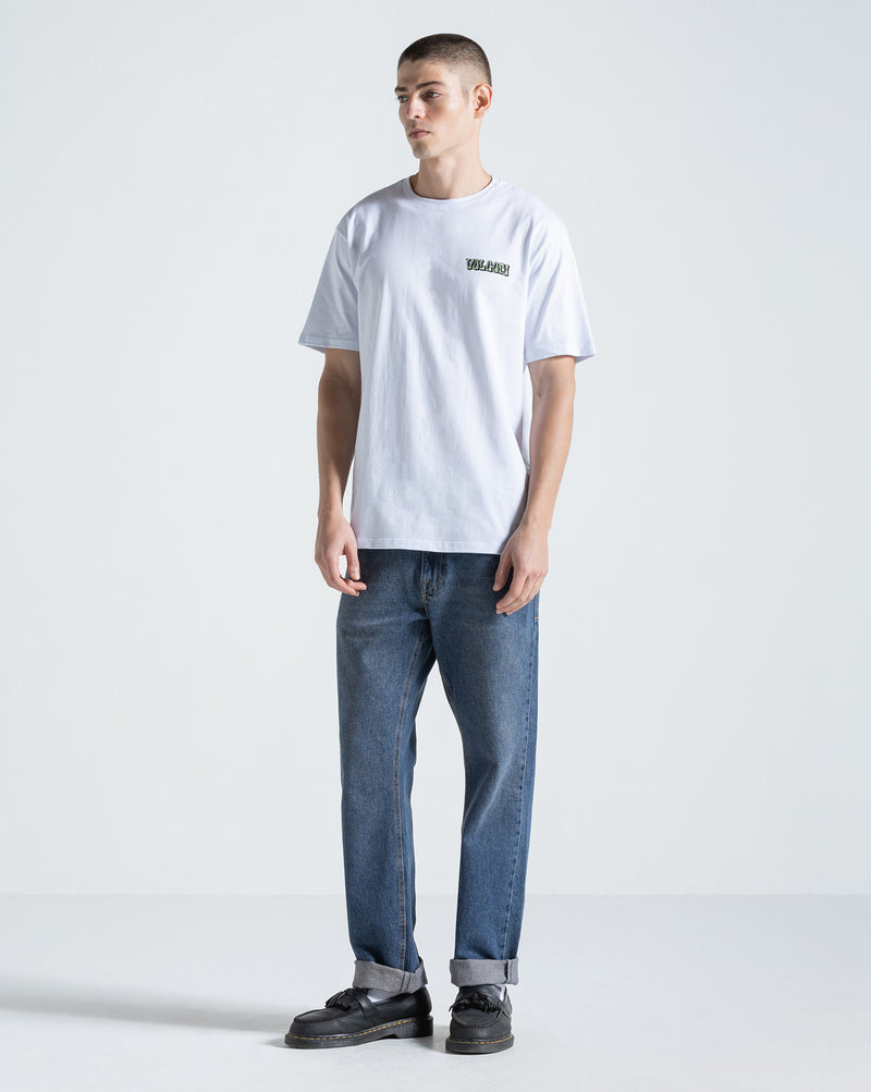 Camiseta Regular Volcom Round About Branca