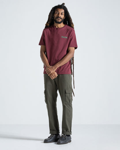Camiseta Regular Volcom Round About Bordô