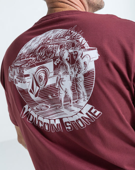 Camiseta Regular Volcom Firecar Bordô