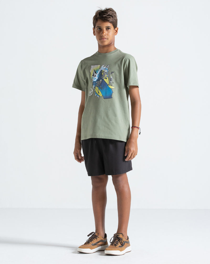 Camiseta Regular Volcom Cali Ripper Verde Claro