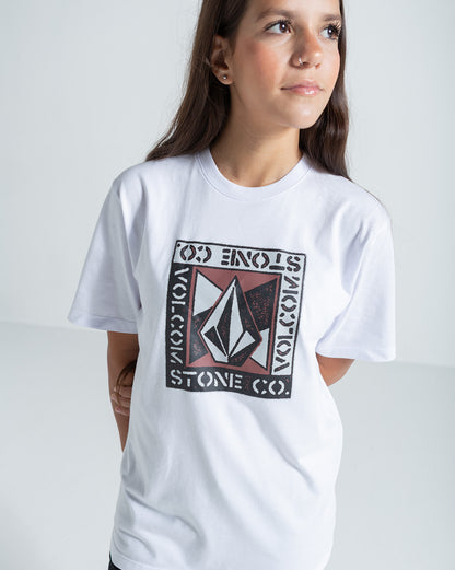 Camiseta Regular Volcom Angle Iron Classics Branca