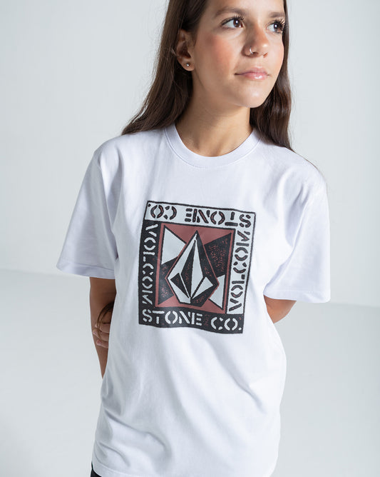 Camiseta Regular Volcom Angle Iron Classics Branca