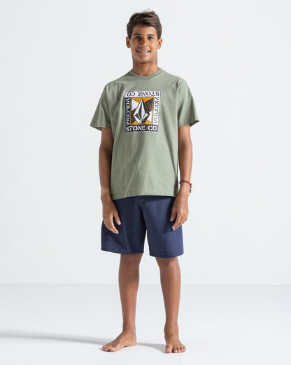 Camiseta Regular Volcom Angle Iron Classics Verde Claro