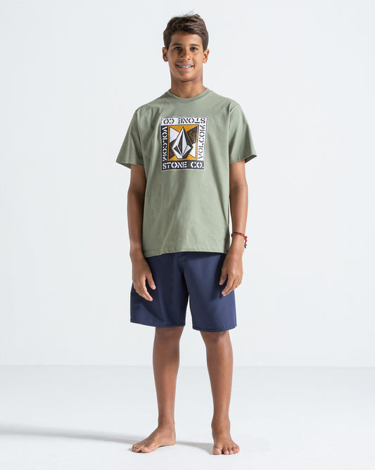 Camiseta Regular Volcom Angle Iron Classics Verde Claro
