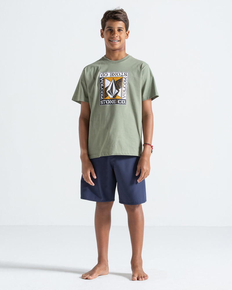 Camiseta Regular Volcom Angle Iron Classics Verde Claro