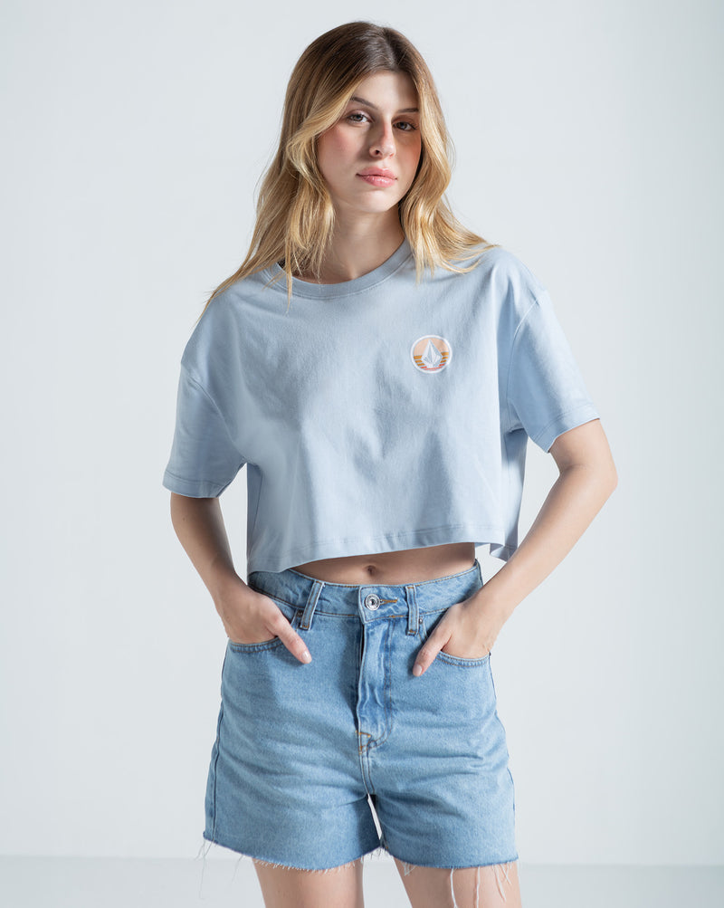 Camiseta Regular Volcom Stone Line Azul Claro