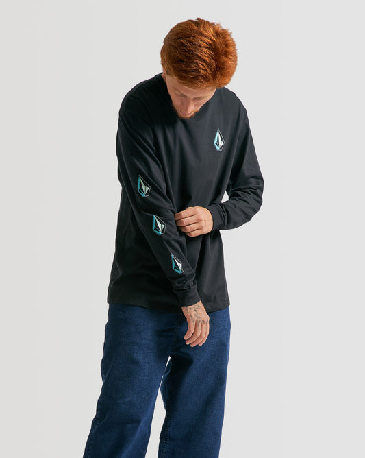 Camiseta Volcom Manga Longa Regular Iconic Stone Preta