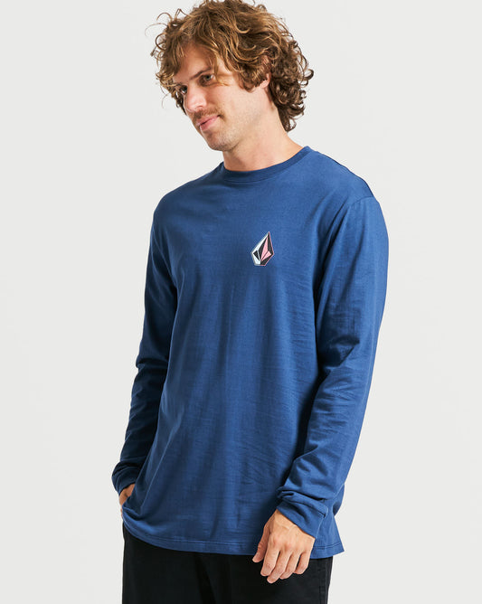 Camiseta Volcom Manga Longa Iconic Azul