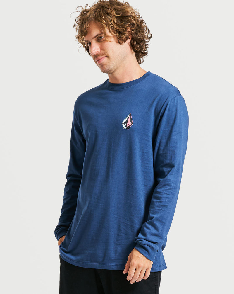 Camiseta Volcom Manga Longa Iconic Azul