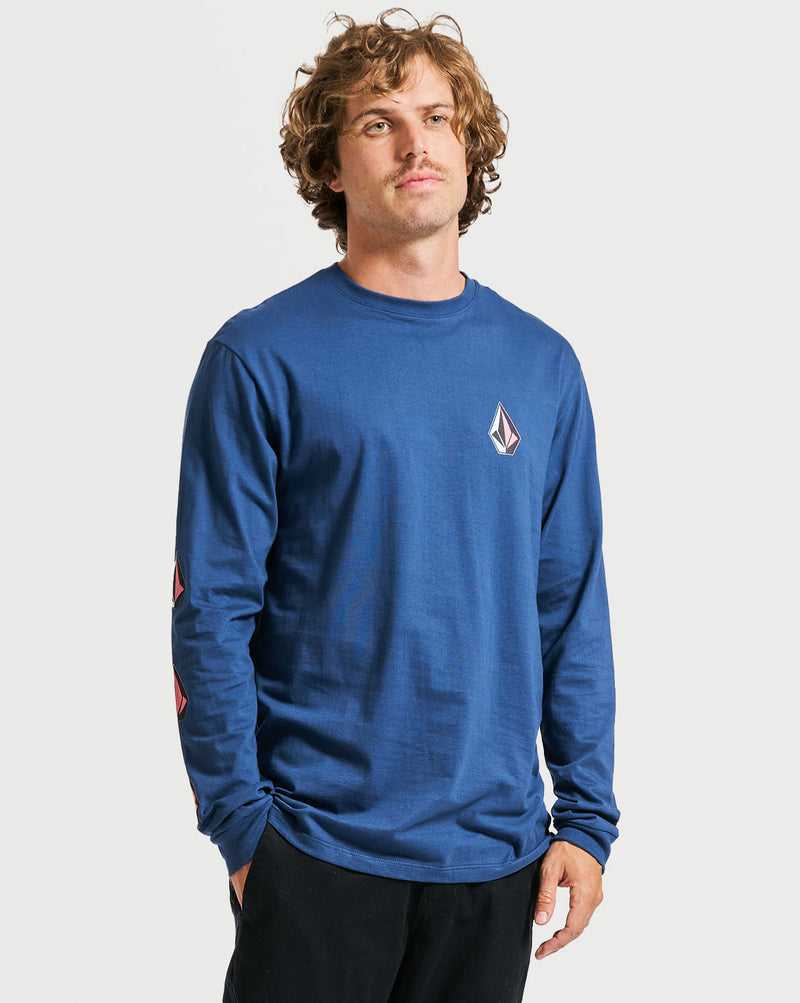 Camiseta Volcom Manga Longa Iconic Azul