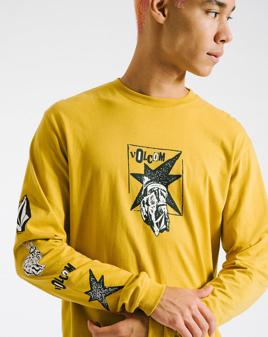 Camiseta Volcom Manga Longa Heritage Amarela