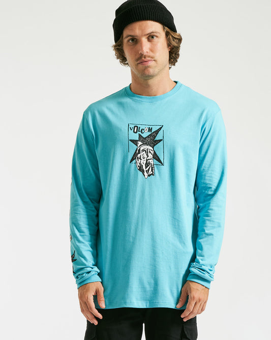 Camiseta Volcom Manga Longa Heritage Azul