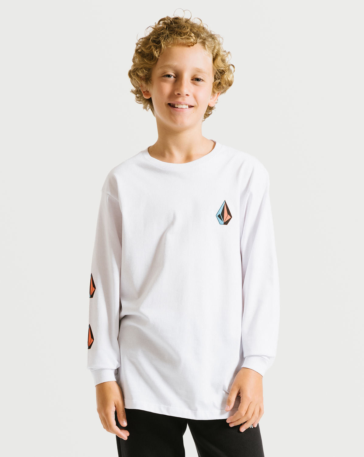 Camiseta Volcom Manga Longa Iconic Juvenil Branco