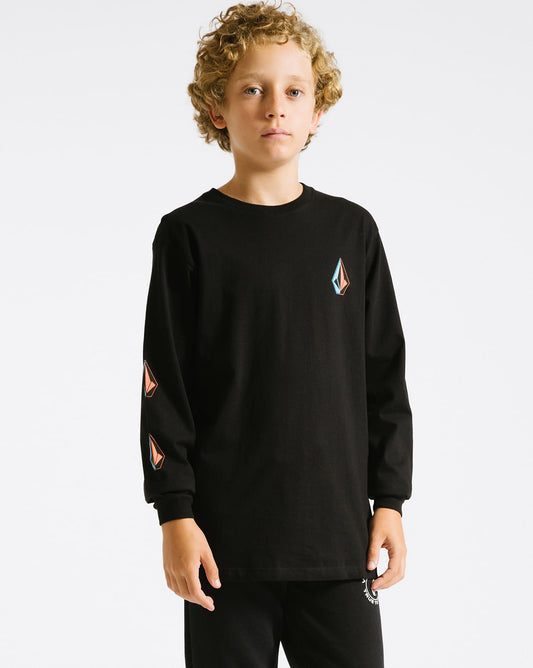 Camiseta Volcom Manga Longa Iconic Juvenil Preta