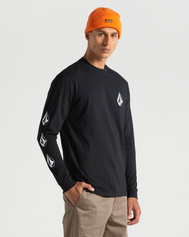 Camiseta Volcom Manga Longa Iconic Preta
