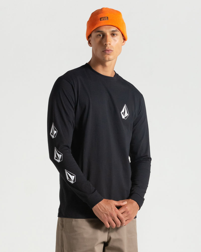 Camiseta Volcom Manga Longa Iconic Preta