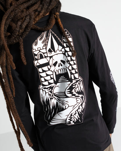 Camiseta Volcom Manga Longa Astrong Tower Preta