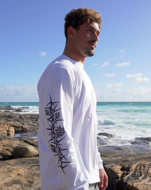 Camiseta Manga Longa Volcom Die By The Sword Branca