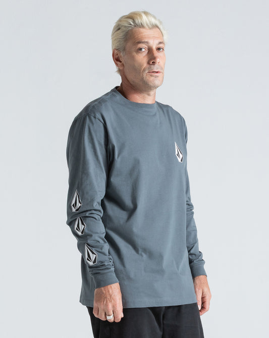Camiseta Manga Longa Volcom Iconic Cinza Chumbo