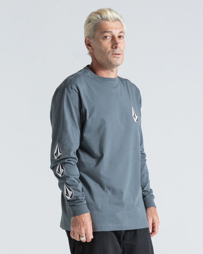 Camiseta Manga Longa Volcom Iconic Cinza Chumbo