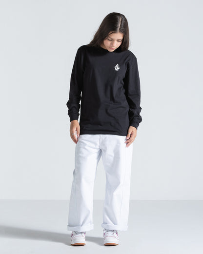 Camiseta Manga Longa Juvenil Volcom Iconic Preta