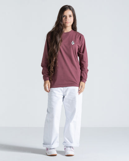 Camiseta Manga Longa Juvenil Volcom Iconic Bordô