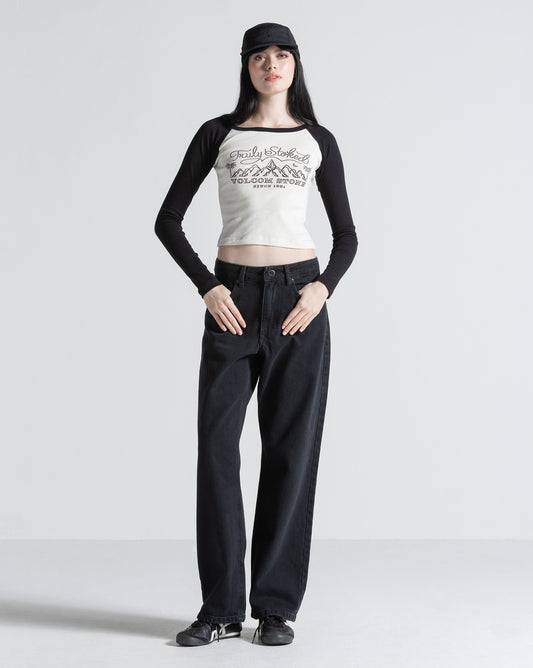Camiseta Regular Manga Longa Volcom Giving In Raglan Off White