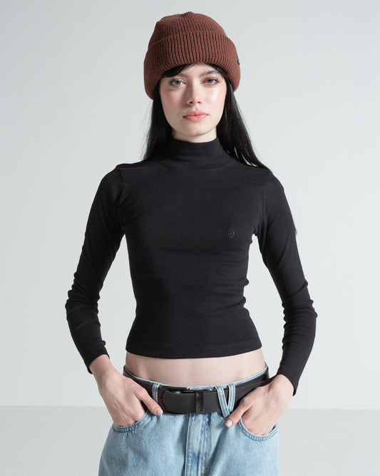 Camiseta Especial Manga Longa Volcom Mock Neck Preta