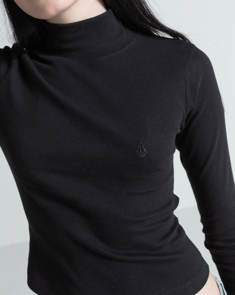Camiseta Especial Manga Longa Volcom Mock Neck Preta